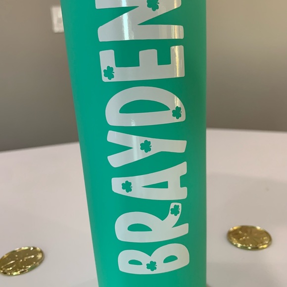 Personalized St. Patrick’s Day Straw cup  and teddy bear - Picture 2 of 2